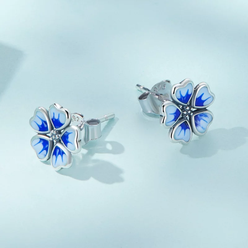 (image pour) Boucles d'oreilles clous de style Pandora avec fleurs - SCE1513 - Afficher 4