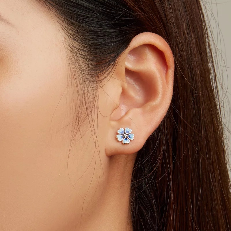 (image pour) Boucles d'oreilles clous de style Pandora avec fleurs - SCE1513 - Afficher 5