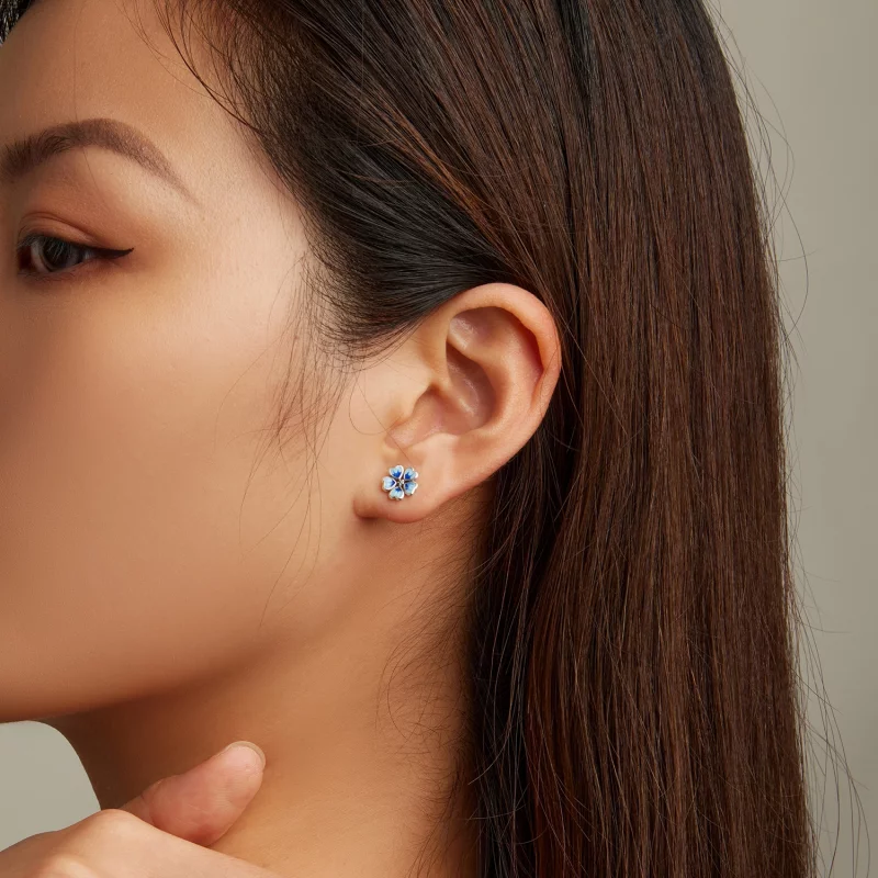 (image pour) Boucles d'oreilles clous de style Pandora avec fleurs - SCE1513 - Afficher 6