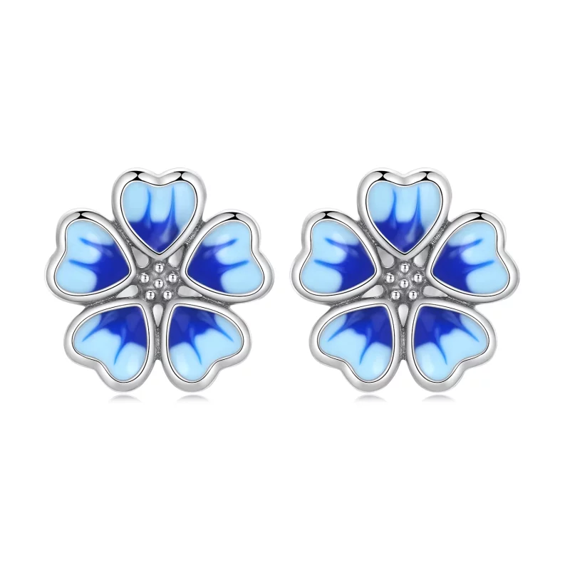 (image pour) Boucles d'oreilles clous de style Pandora avec fleurs - SCE1513