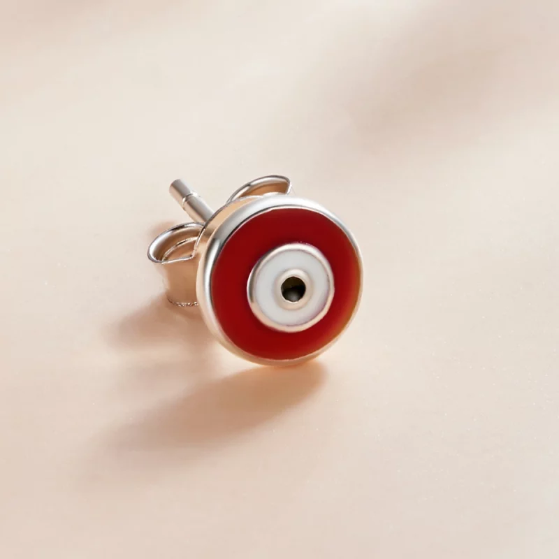 (image pour) Boucles d'oreilles clous de style Pandora avec œil de diable - SCE1207-RD - Afficher 2
