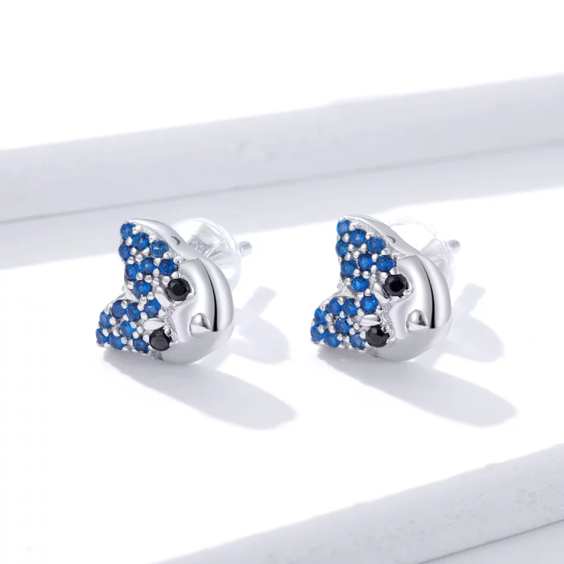 (image pour) Boucles d'oreilles clous de style Pandora avec motif de Husky - BSE356 - Afficher 2