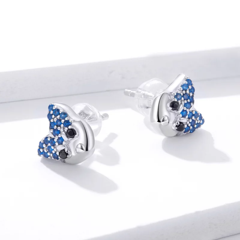 (image pour) Boucles d'oreilles clous de style Pandora avec motif de Husky - BSE356 - Afficher 3
