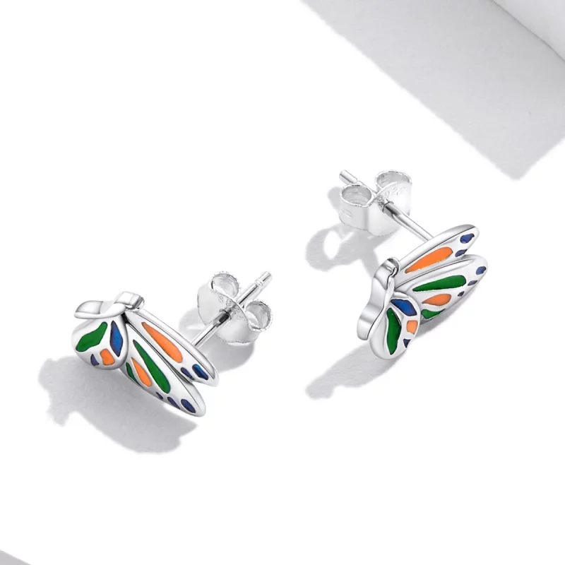 (image pour) Boucles d'oreilles clous de style Pandora avec papillon brillant - SCE1359 - Afficher 4