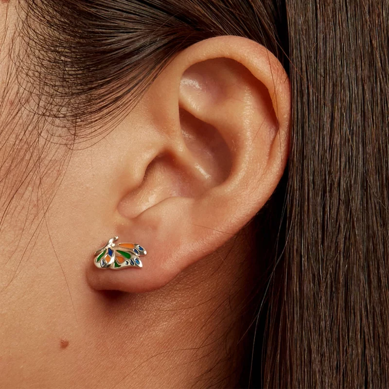 (image pour) Boucles d'oreilles clous de style Pandora avec papillon brillant - SCE1359 - Afficher 6