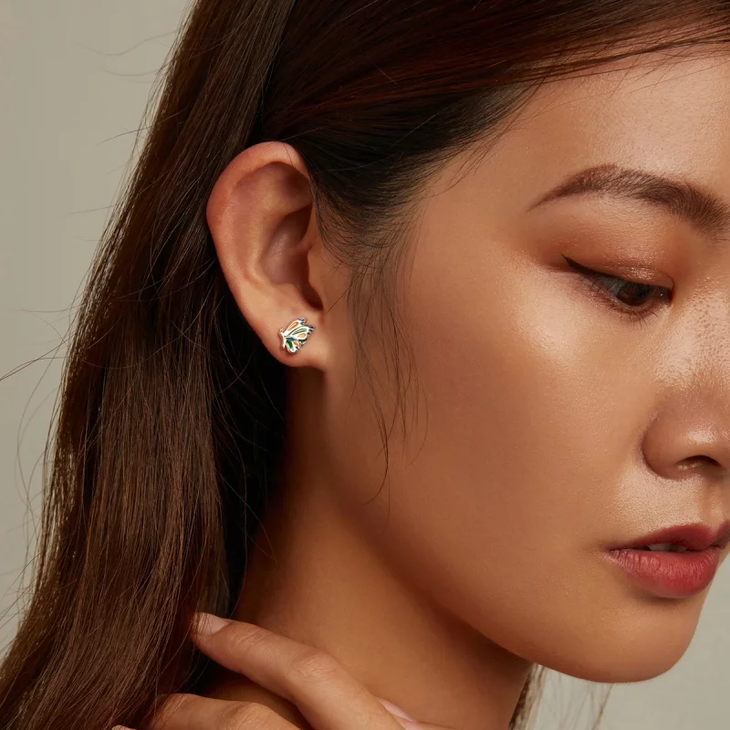 (image pour) Boucles d'oreilles clous de style Pandora avec papillon brillant - SCE1359 - Afficher 7