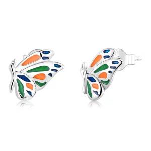 Boucles d'oreilles clous de style Pandora avec papillon brillant - SCE1359 (image pour) Boucles d'oreilles clous de style Pandora avec papillon brillant - SCE1359