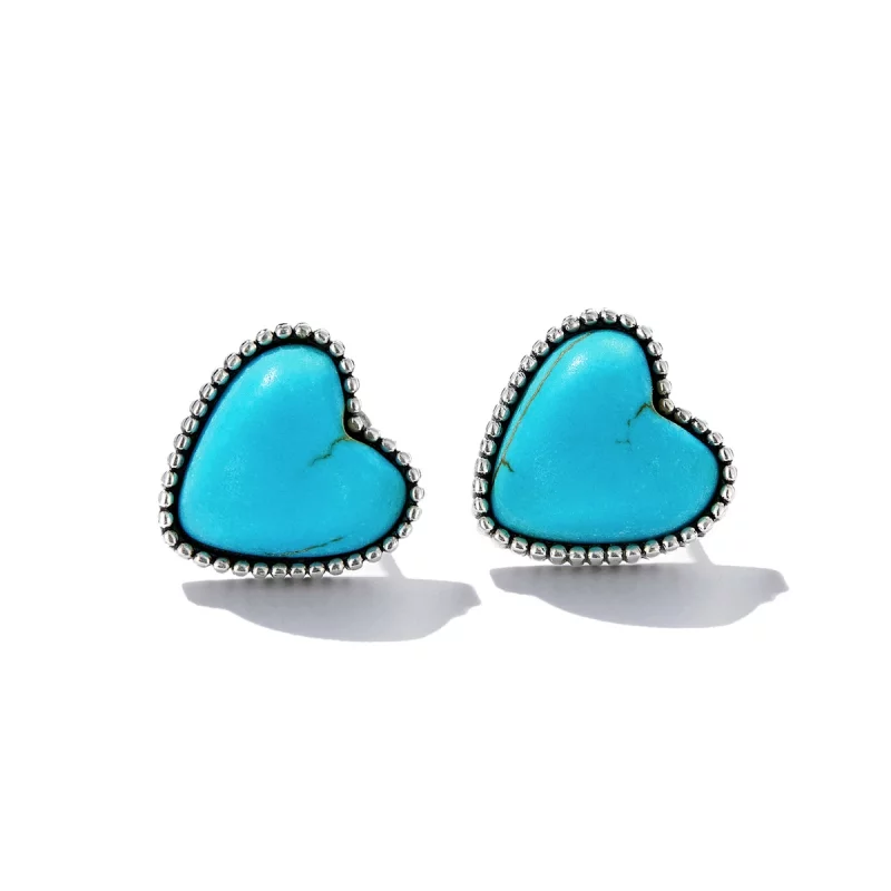 (image pour) Boucles d'oreilles clous de style Pandora avec pierres turquoise - BSE591 - Afficher 2