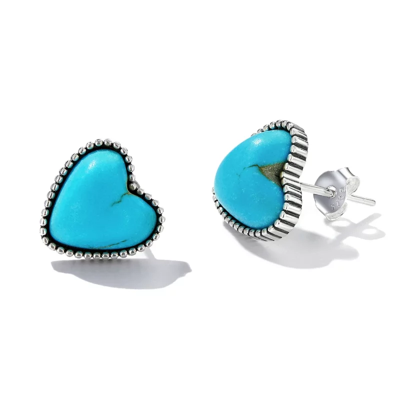 (image pour) Boucles d'oreilles clous de style Pandora avec pierres turquoise - BSE591 - Afficher 3