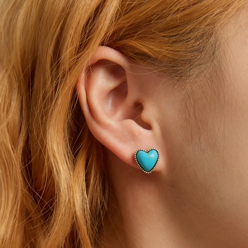 (image pour) Boucles d'oreilles clous de style Pandora avec pierres turquoise - BSE591 - Afficher 6