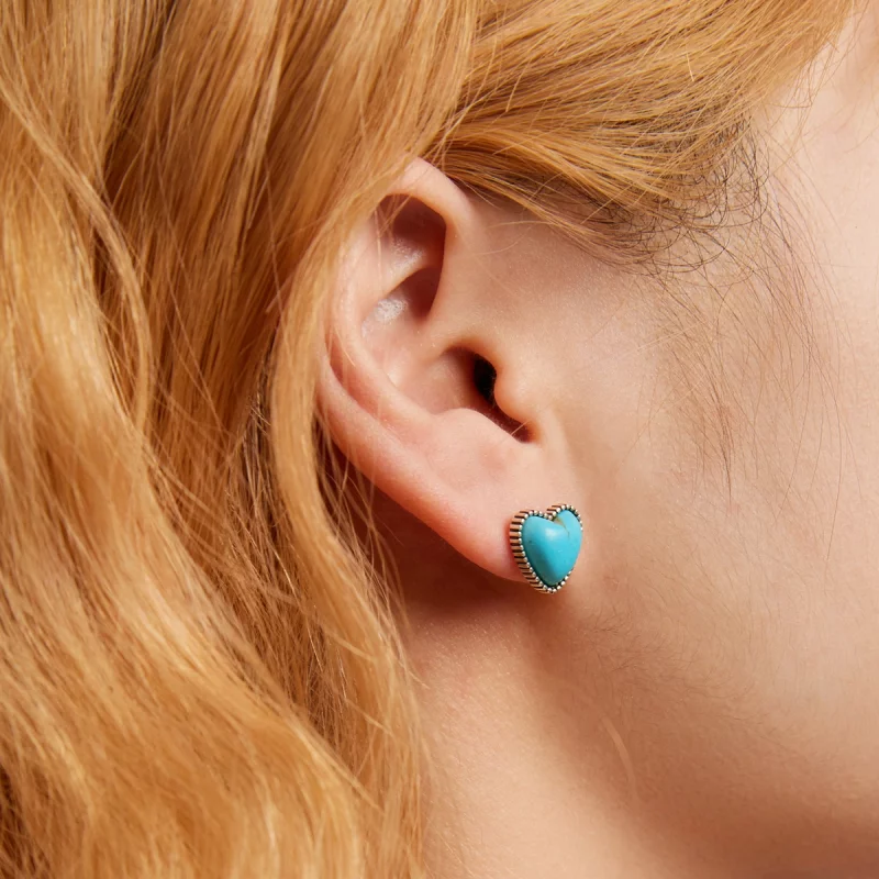 (image pour) Boucles d'oreilles clous de style Pandora avec pierres turquoise - BSE591 - Afficher 8