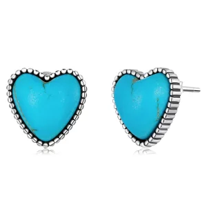 Boucles d'oreilles clous de style Pandora avec pierres turquoise - BSE591 (image pour) Boucles d'oreilles clous de style Pandora avec pierres turquoise - BSE591