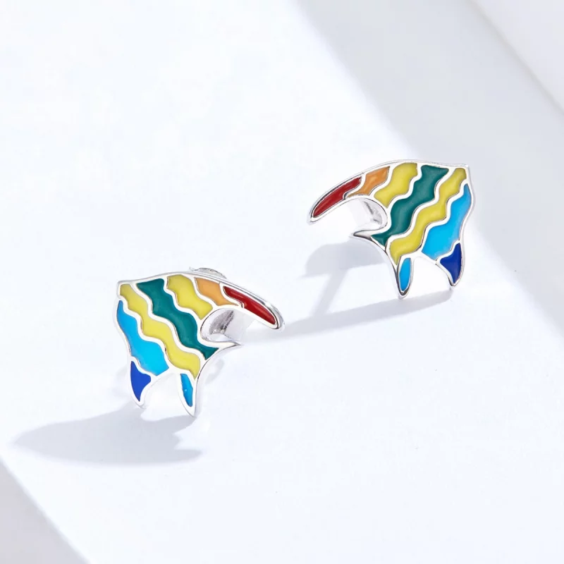 (image pour) Boucles d'oreilles clous de style Pandora avec poissons arc-en-ciel - SCE824 - Afficher 4