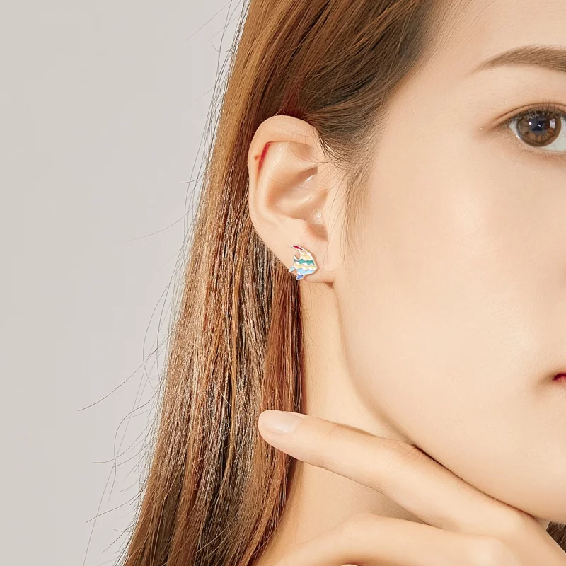 (image pour) Boucles d'oreilles clous de style Pandora avec poissons arc-en-ciel - SCE824 - Afficher 5