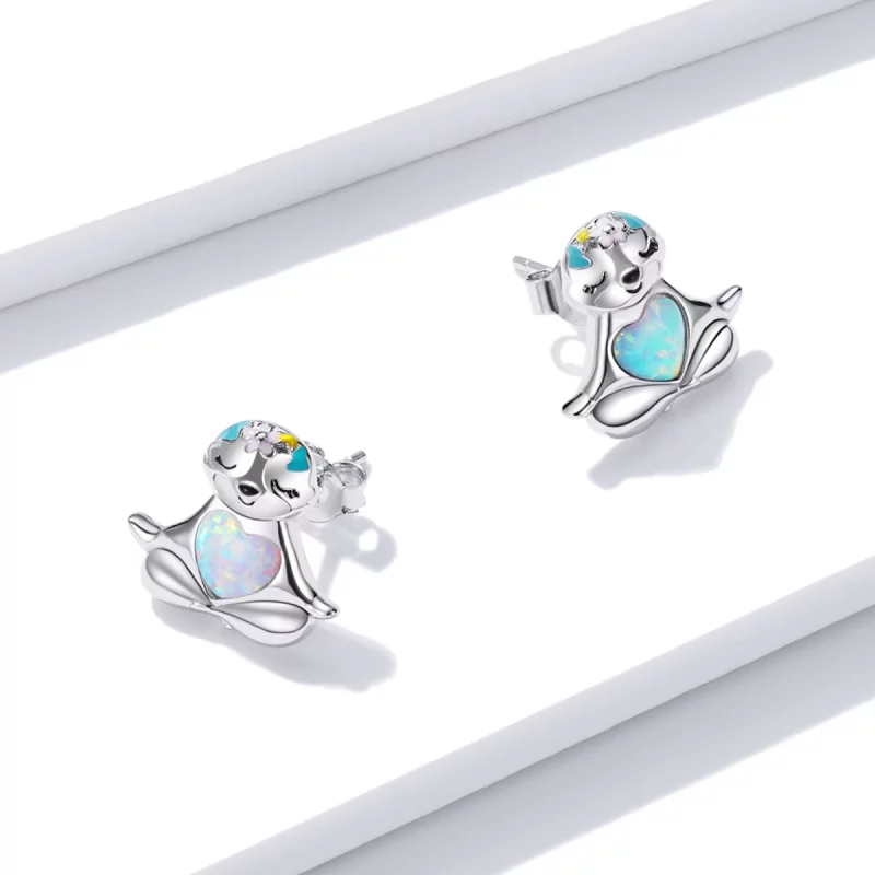 (image pour) Boucles d'oreilles à clous de style Pandora en forme de paresseux - BSE483 - Afficher 4