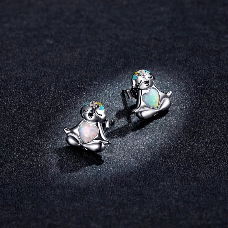 (image pour) Boucles d'oreilles à clous de style Pandora en forme de paresseux - BSE483 - Afficher 5