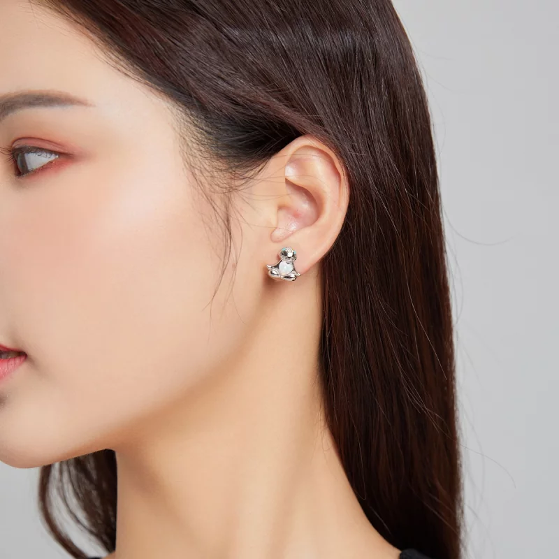 (image pour) Boucles d'oreilles à clous de style Pandora en forme de paresseux - BSE483 - Afficher 6