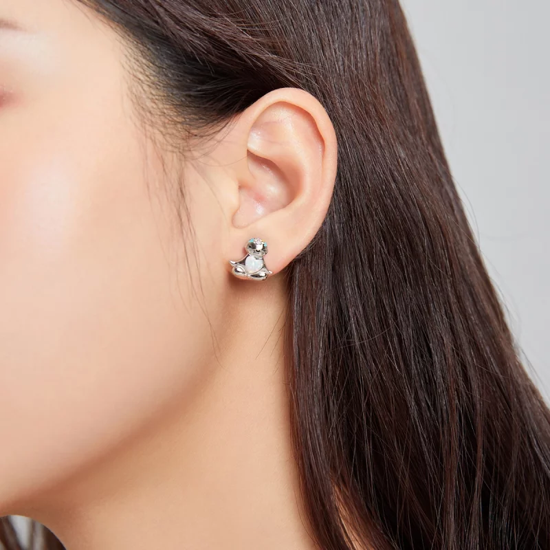 (image pour) Boucles d'oreilles à clous de style Pandora en forme de paresseux - BSE483 - Afficher 7