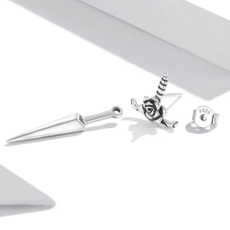 (image pour) Boucles d'oreilles clous de style Pandora en forme de poignard rose - SCE1349 - Afficher 4