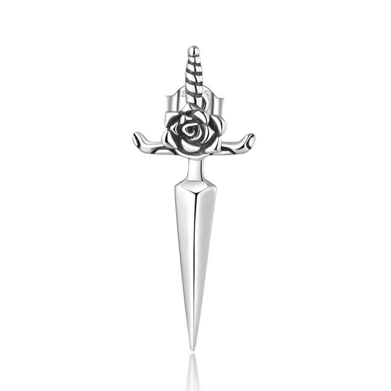 (image pour) Boucles d'oreilles clous de style Pandora en forme de poignard rose - SCE1349