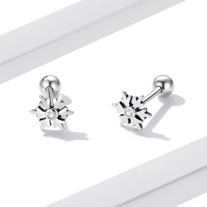 (image pour) Boucles d'oreilles clous de style Pandora magnifiques flocons de neige - BSE529 - Afficher 4