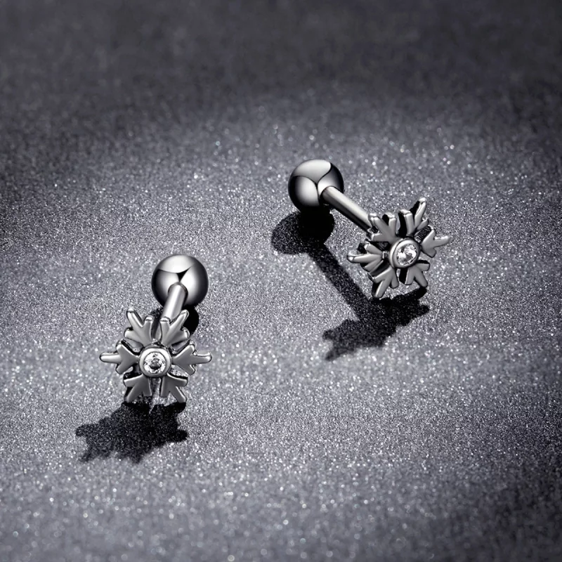 (image pour) Boucles d'oreilles clous de style Pandora magnifiques flocons de neige - BSE529 - Afficher 5
