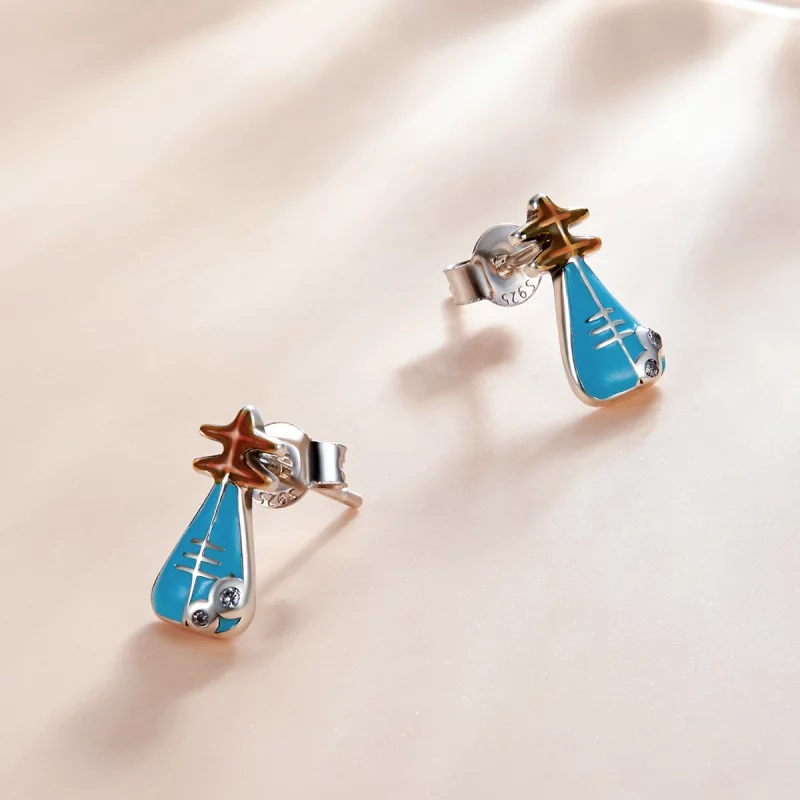 (image pour) Boucles d'oreilles clous de style Pandora Mini Lute - SCE1216 - Afficher 2