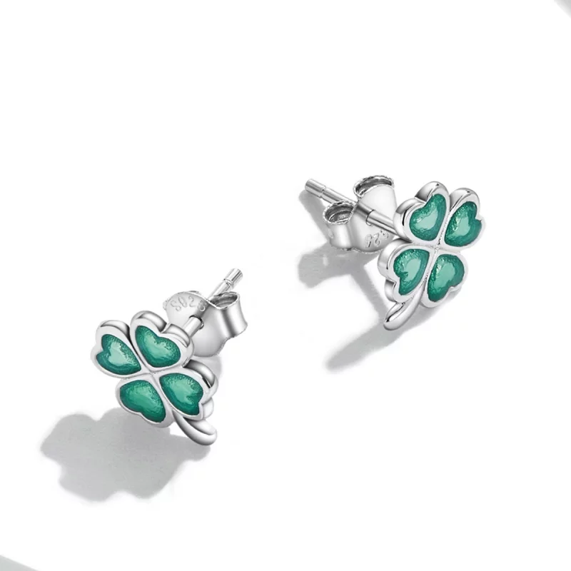 (image pour) Boucles d'oreilles clous de style Pandora à quatre feuilles de trèfle - SCE1346 - Afficher 4