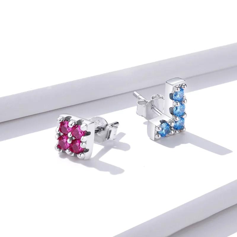 (image pour) Boucles d'oreilles à clous de style Tetris Pandora - BSE365 - Afficher 3