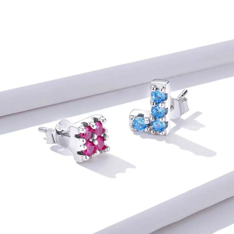 (image pour) Boucles d'oreilles à clous de style Tetris Pandora - BSE365 - Afficher 4