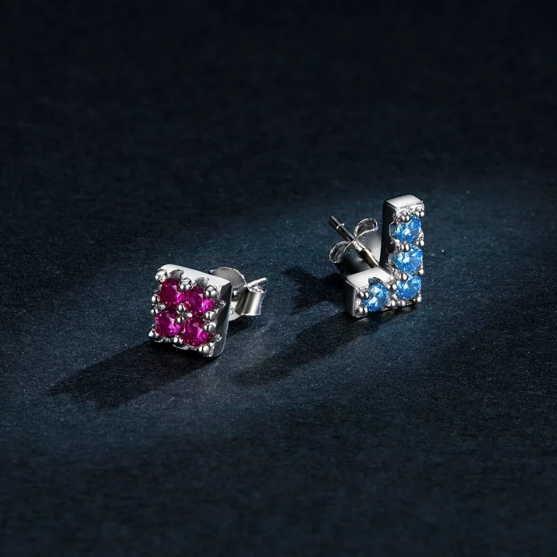 (image pour) Boucles d'oreilles à clous de style Tetris Pandora - BSE365 - Afficher 5
