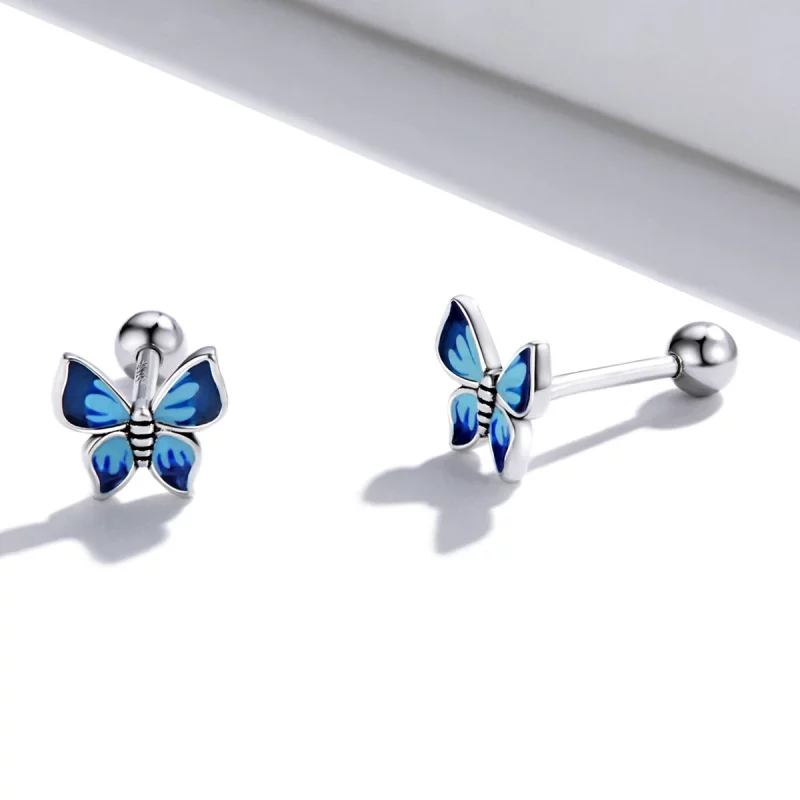 (image pour) Boucles d'oreilles à clous délicates de style Pandora avec papillon - SCE1285 - Afficher 4
