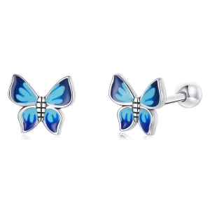(image pour) Boucles d'oreilles à clous délicates de style Pandora avec papillon - SCE1285