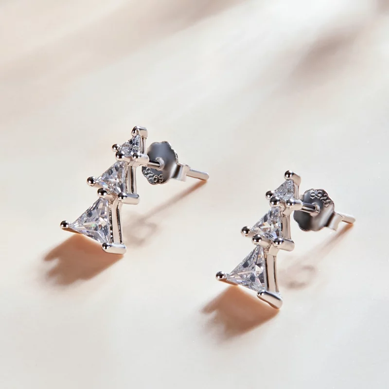 (image pour) Boucles d'oreilles clous délicates de style Pandora avec un sapin de Noël - SCE1 - Afficher 2