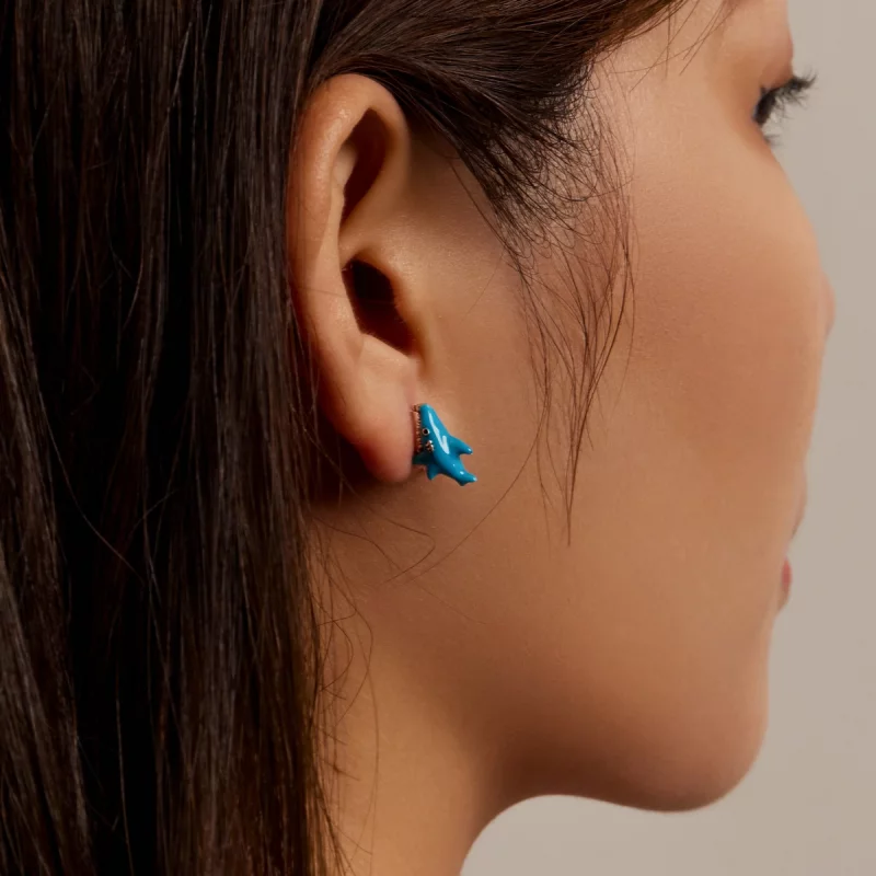 (image pour) Boucles d'oreilles à clous drôles de style Pandora avec petit requin - BSE563 - Afficher 8