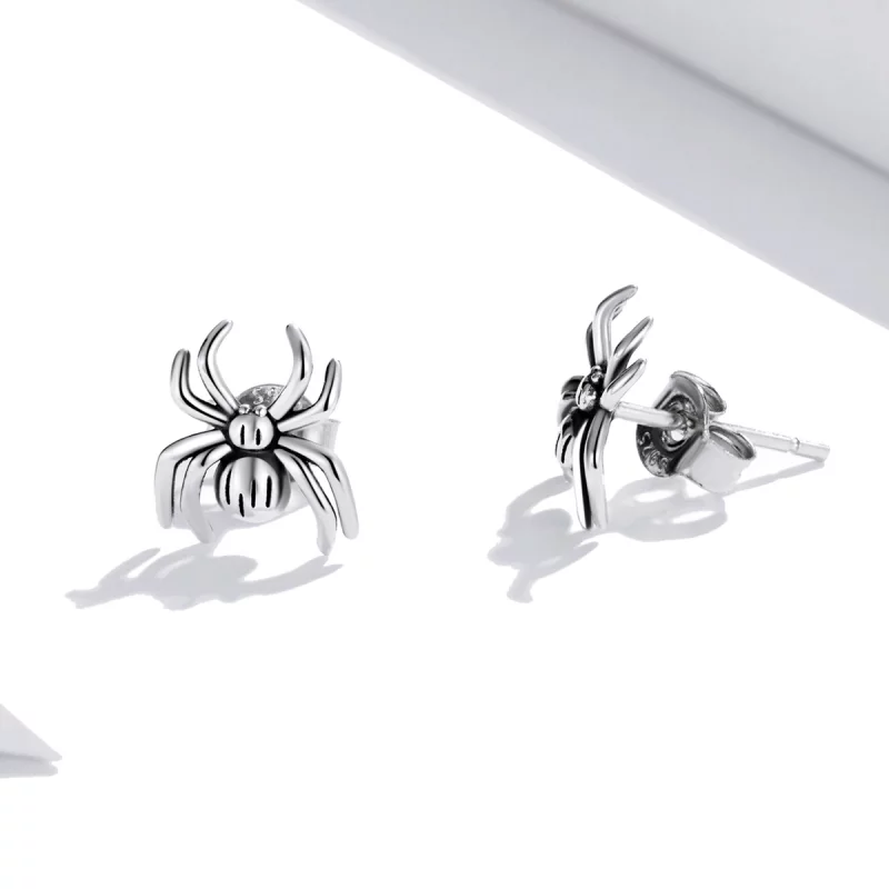(image pour) Boucles d'oreilles à clous en forme d'araignée à huit pattes - Style Pandora - S - Afficher 2