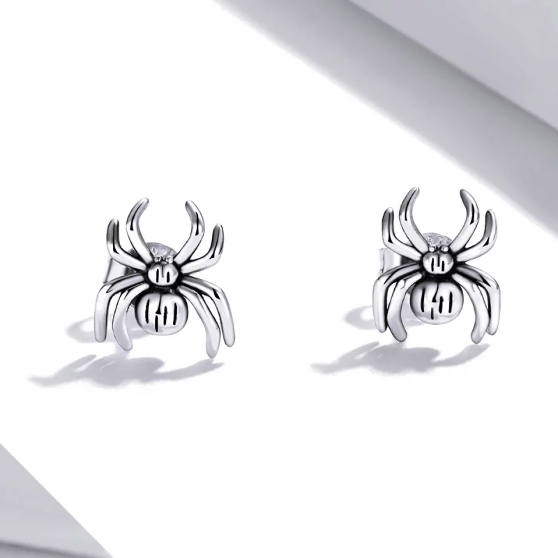 (image pour) Boucles d'oreilles à clous en forme d'araignée à huit pattes - Style Pandora - S - Afficher 3