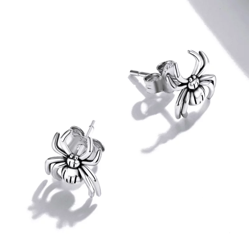 (image pour) Boucles d'oreilles à clous en forme d'araignée à huit pattes - Style Pandora - S - Afficher 4