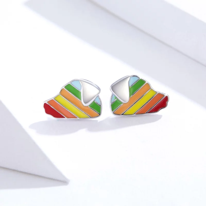 (image pour) Boucles d'oreilles à clous en forme de chien arc-en-ciel de style Pandora - SCE8 - Afficher 2