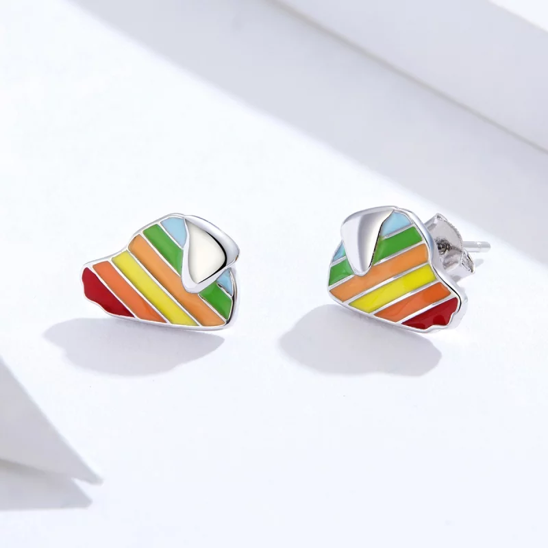 (image pour) Boucles d'oreilles à clous en forme de chien arc-en-ciel de style Pandora - SCE8 - Afficher 3