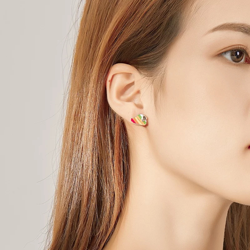 (image pour) Boucles d'oreilles à clous en forme de chien arc-en-ciel de style Pandora - SCE8 - Afficher 5