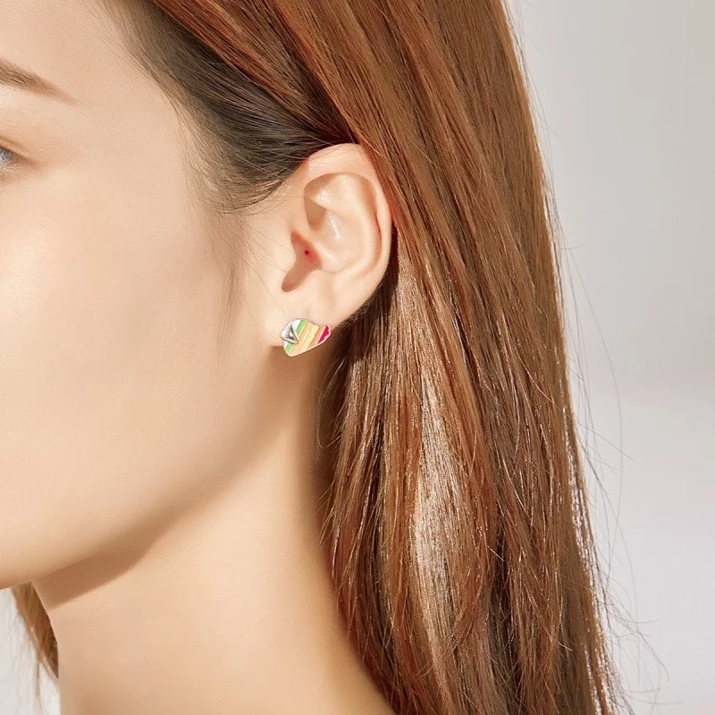 (image pour) Boucles d'oreilles à clous en forme de chien arc-en-ciel de style Pandora - SCE8 - Afficher 6