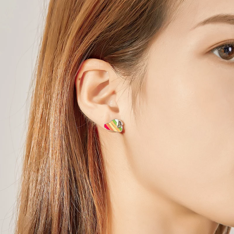 (image pour) Boucles d'oreilles à clous en forme de chien arc-en-ciel de style Pandora - SCE8 - Afficher 7