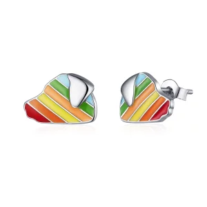 (image pour) Boucles d'oreilles à clous en forme de chien arc-en-ciel de style Pandora - SCE825