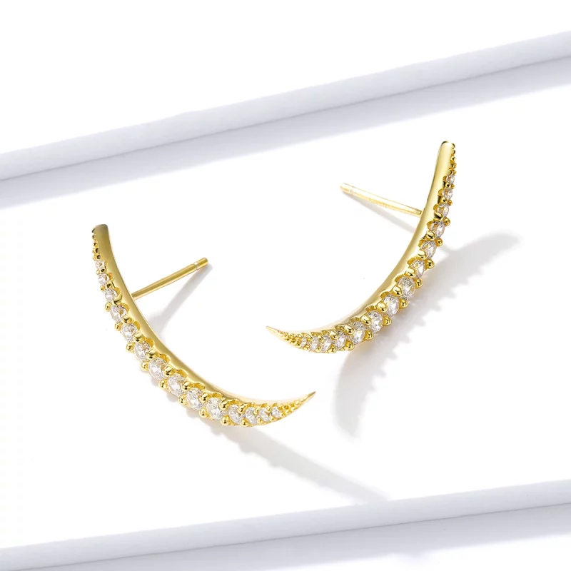 (image pour) Boucles d'oreilles clous en forme de croissant de lune de style Pandora - BSE314 - Afficher 2