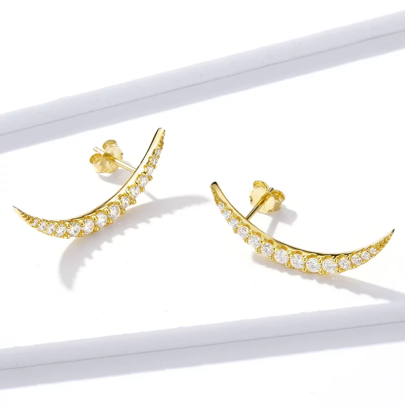 (image pour) Boucles d'oreilles clous en forme de croissant de lune de style Pandora - BSE314 - Afficher 3