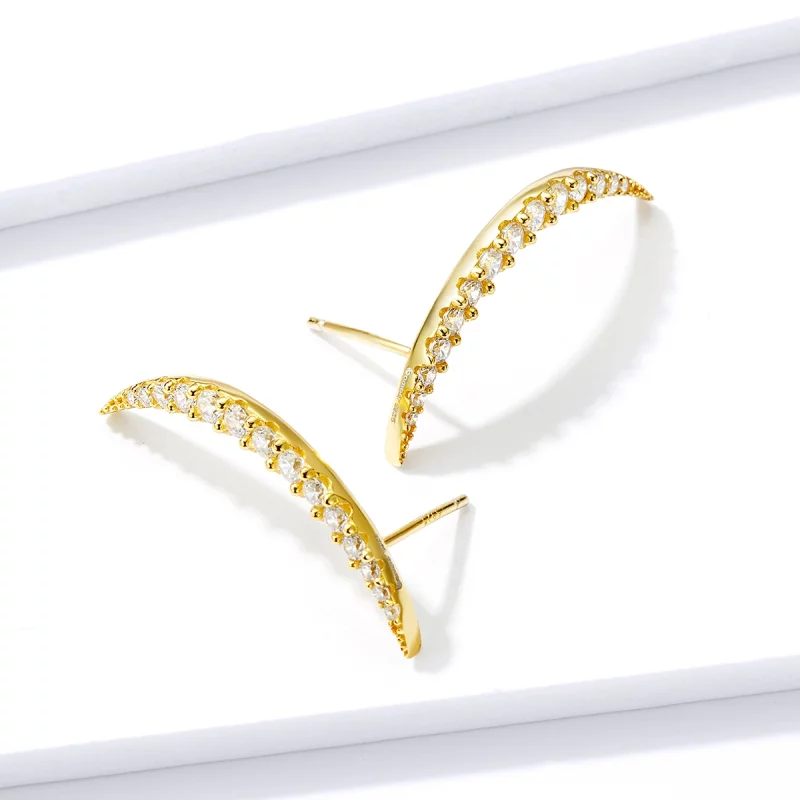 (image pour) Boucles d'oreilles clous en forme de croissant de lune de style Pandora - BSE314 - Afficher 4