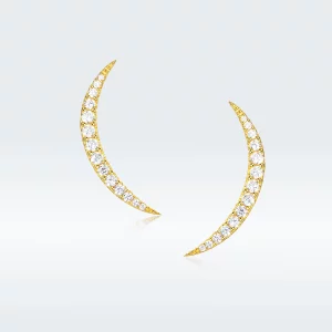 Boucles d'oreilles clous en forme de croissant de lune de style Pandora - BSE314 (image pour) Boucles d'oreilles clous en forme de croissant de lune de style Pandora - BSE314