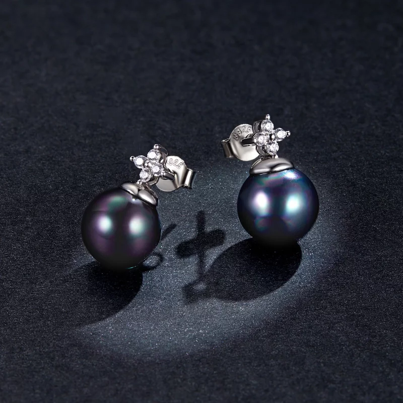 (image pour) Boucles d'oreilles clous en perles brillantes style Pandora - BSE498 - Afficher 5