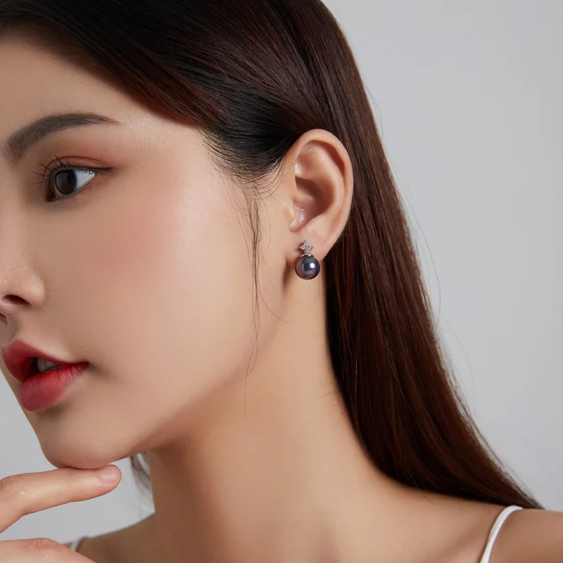 (image pour) Boucles d'oreilles clous en perles brillantes style Pandora - BSE498 - Afficher 6